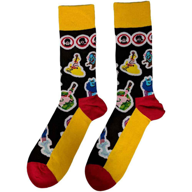 The Beatles Unisex Portholes & Characters Black UK Size 7 – 11 Socks