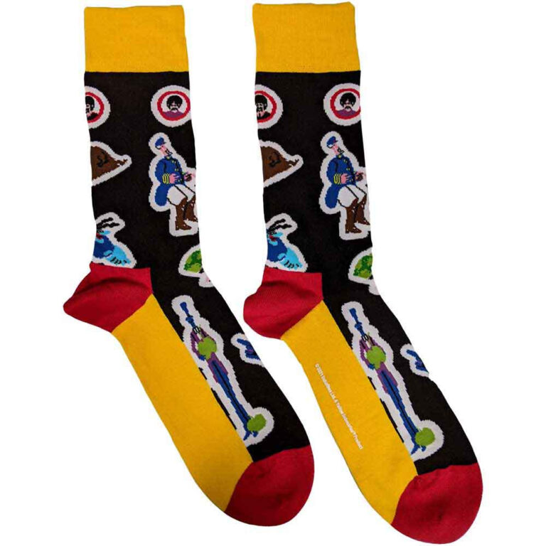 The Beatles Unisex Portholes & Characters Black UK Size 7 – 11 Socks