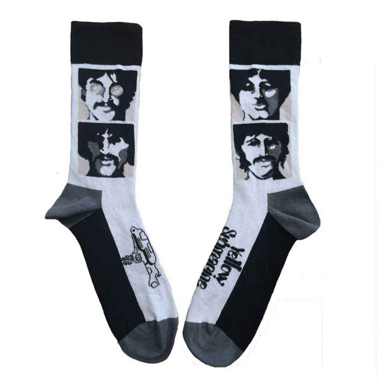 The Beatles Unisex Yellow Submarine Sea of Science Faces Mono White UK Size 7 – 11 Socks
