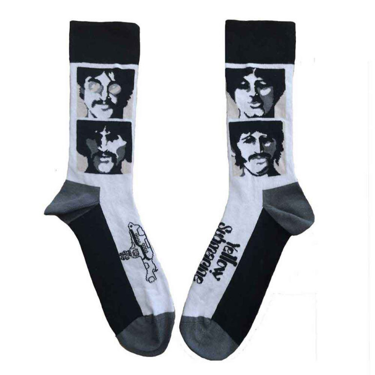 The Beatles Unisex Yellow Submarine Sea of Science Faces Mono White UK Size 7 – 11 Socks