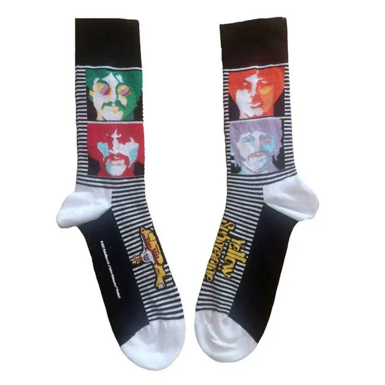 The Beatles Unisex Yellow Submarine Sea of Science Faces Colour Black UK Size 7 – 11 Socks