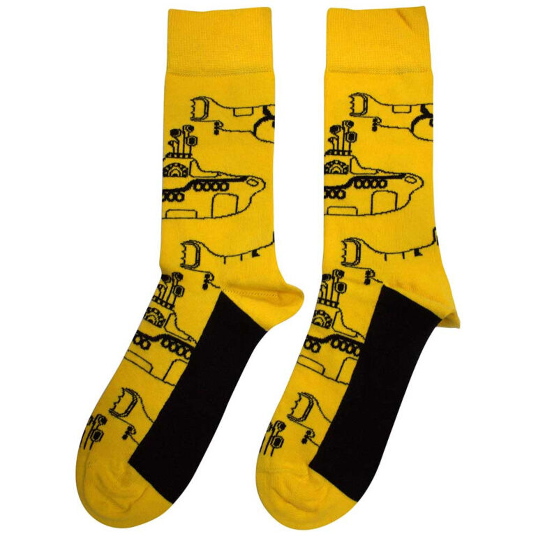 The Beatles Unisex Sub Outline Repeat Yellow UK Size 7 – 11 Socks