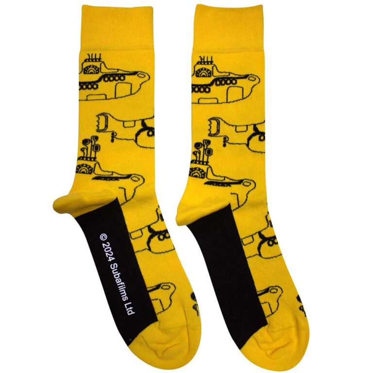 The Beatles Unisex Sub Outline Repeat Yellow UK Size 7 – 11 Socks