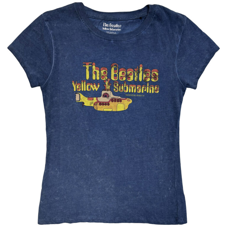 The Beatles Yellow Submarine Nothing Is Real Snow Wash Denim Blue Wash Collection Ladies T-Shirt