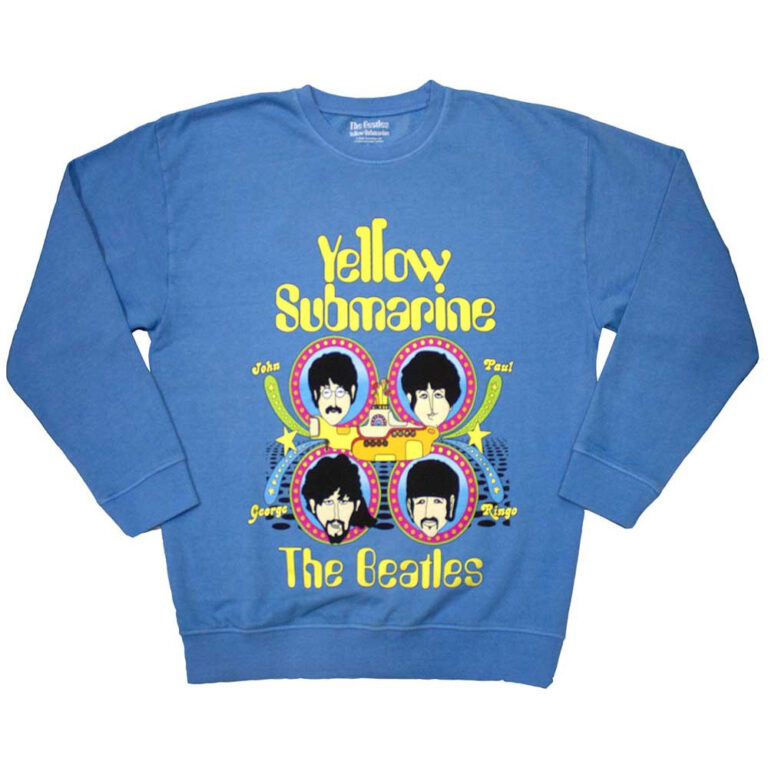 The Beatles Yellow Submarine Heads In Circles Blue Sweatshirt