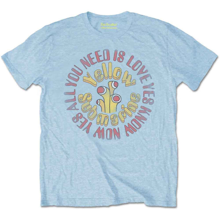 The Beatles Yellow Submarine All You Need Is Love Circle Vintage Light Blue T-Shirt