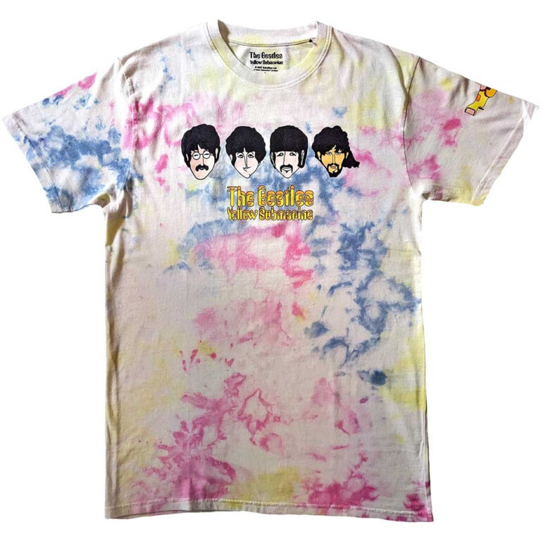 The Beatles Yellow Submarine Heads & Apple Bonkers White Back Print & Wash Collection T-Shirt