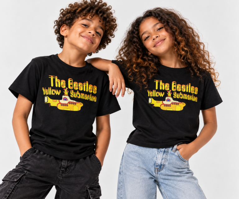 The Beatles Logo & Sub Black Kids T-Shirt