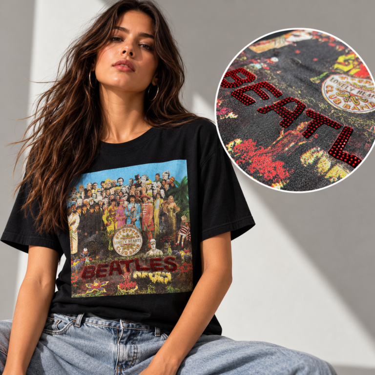 The Beatles Sgt Pepper Crystals Black Embellished T-Shirt