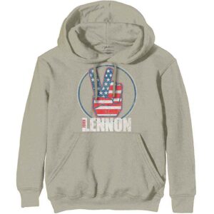 John Lennon Peace Fingers US Flag Sand Pullover Hoodie