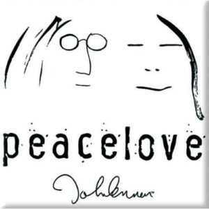 John Lennon Peacelove Black On White Fridge Magnet