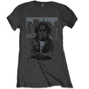 John Lennon Skyline Charcoal Grey Ladies T-Shirt