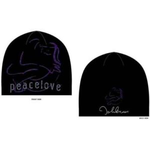 John Lennon Unisex Peace & Love Black Beanie Hat