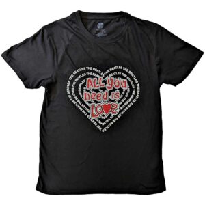 The Beatles All You Need Is Love Heart Black T-Shirt