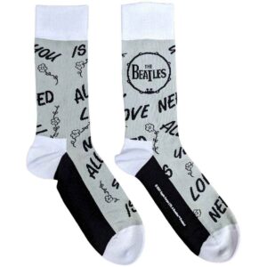 The Beatles Unisex All You Need Is Love & Drum Grey UK Size 7 - 11 Ankle Socks