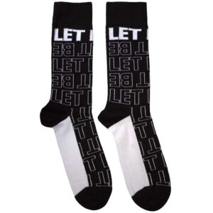 The Beatles Unisex Let It Be Text Outlines Repeat Black UK Size 7 - 11 Ankle Socks