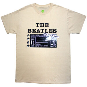 The Beatles Washington '64 Promo & Setlist Sand Back Print T-Shirt