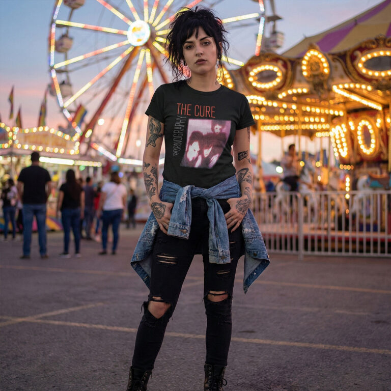 The Cure Unisex Premium Carbon T-Shirt: Pornography Photo Warped Black T-Shirt