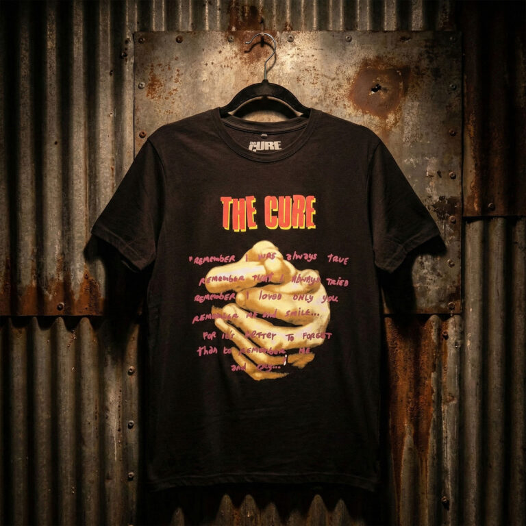 The Cure Unisex Premium Carbon T-Shirt: Praying Hands Treasure Lyric Black T-Shirt