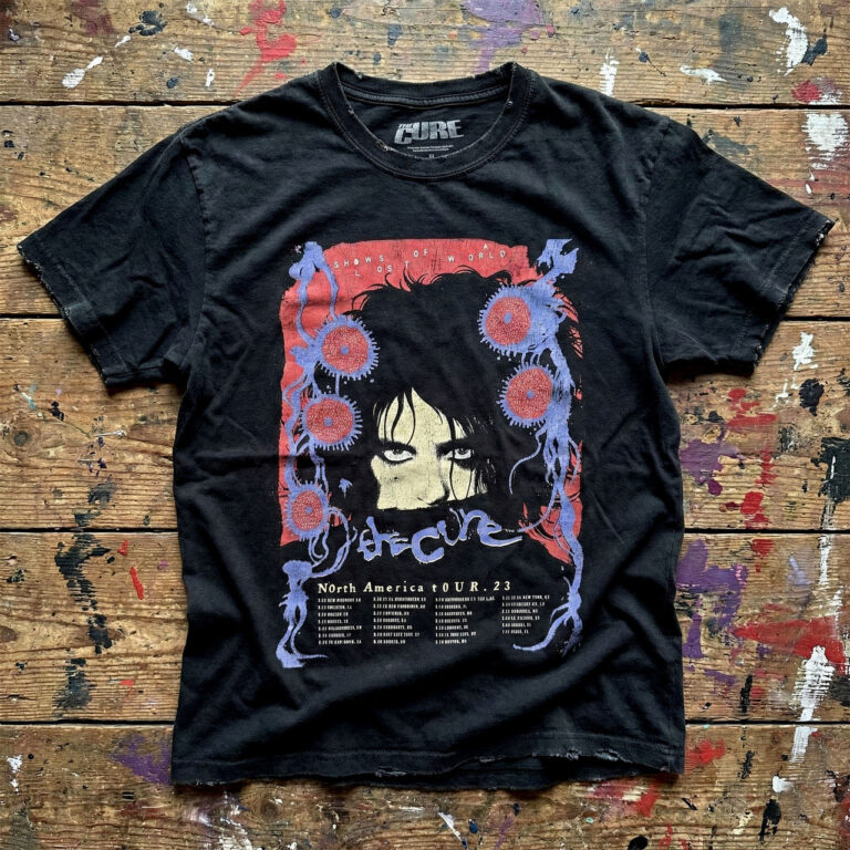 The Cure Unisex Premium Carbon T-Shirt: North American Tour ’23 Poster Black T-Shirt
