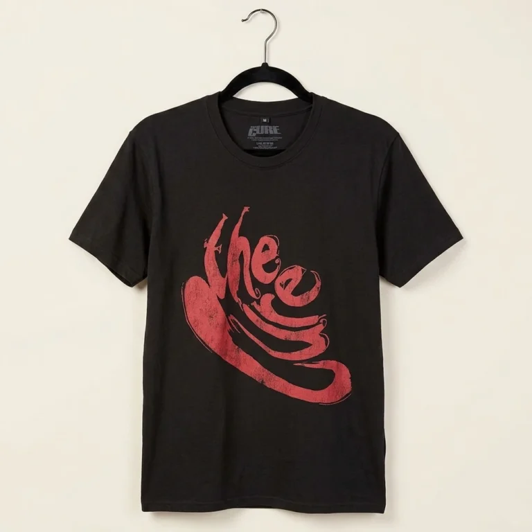 The Cure Unisex Premium Carbon T-Shirt: Swirl Logo Black T-Shirt
