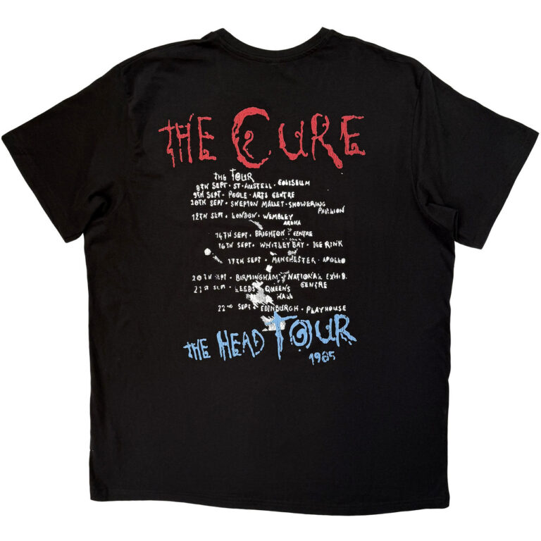 The Cure Unisex Premium Carbon T-Shirt: The Head Tour ’85 Black Back Print T-Shirt