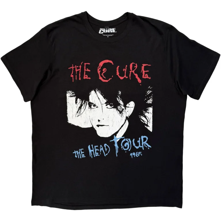 The Cure Unisex Premium Carbon T-Shirt: The Head Tour ’85 Black Back Print T-Shirt