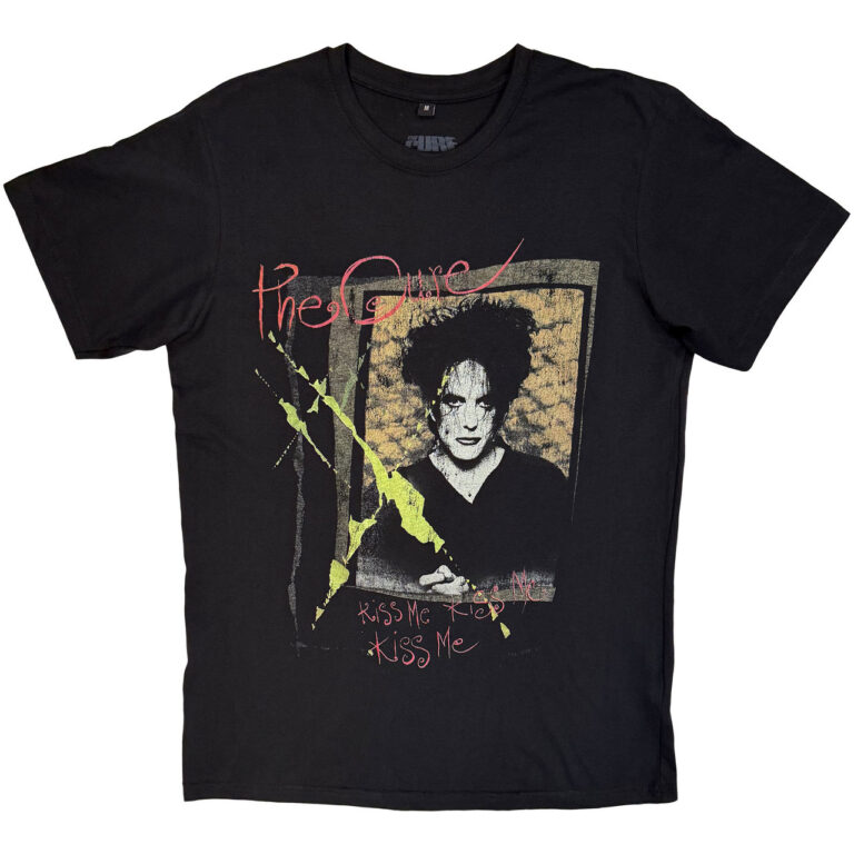 The Cure Unisex Premium Carbon T-Shirt: Kiss Me Vintage Black Back Print T-Shirt