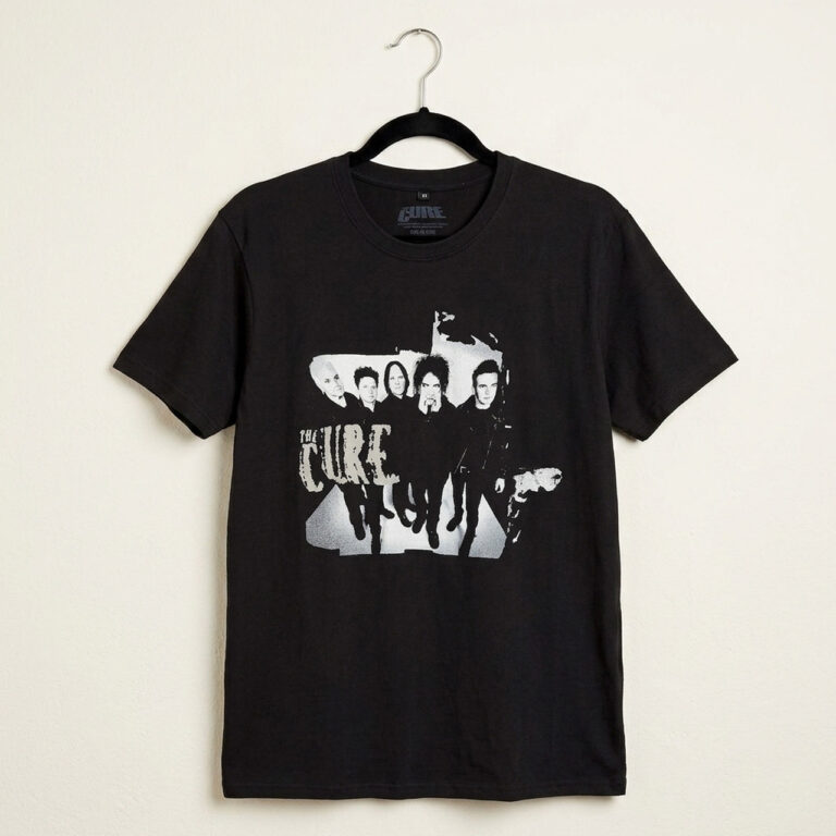 The Cure Unisex Premium Carbon T-Shirt: 40 Years Band Photo Black T-Shirt