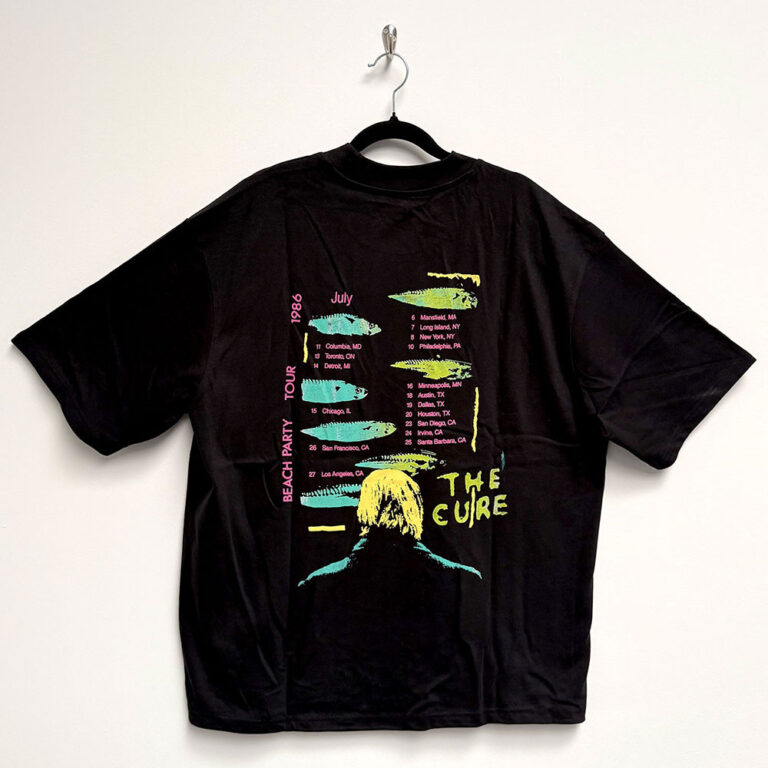 The Cure Unisex Oversized Boxy T-Shirt: Beach Party Tour ’86 Black Back Print T-Shirt