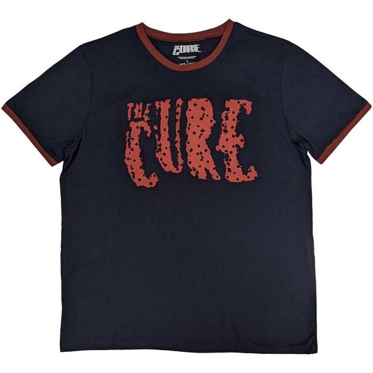 The Cure Logo Navy Blue Ringer T-Shirt