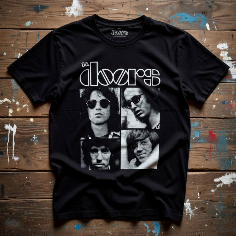 The Doors Unisex Premium Carbon T-Shirt: Squares Black T-Shirt