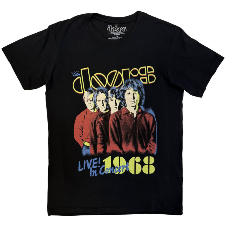 The Doors Unisex Premium Carbon T-Shirt: Live In Concert ’68 Black Back Print T-Shirt