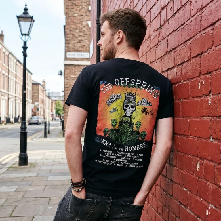 The Offspring Unisex Premium Carbon T-Shirt: Ixnay On The Hombre Black Back Print T-Shirt