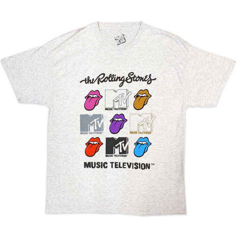 MTV Rolling Stones Logo Grids Grey T-Shirt