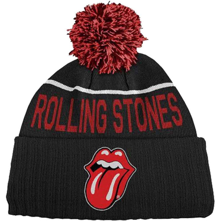 The Rolling Stones Classic Tongue Black Bobble Hat