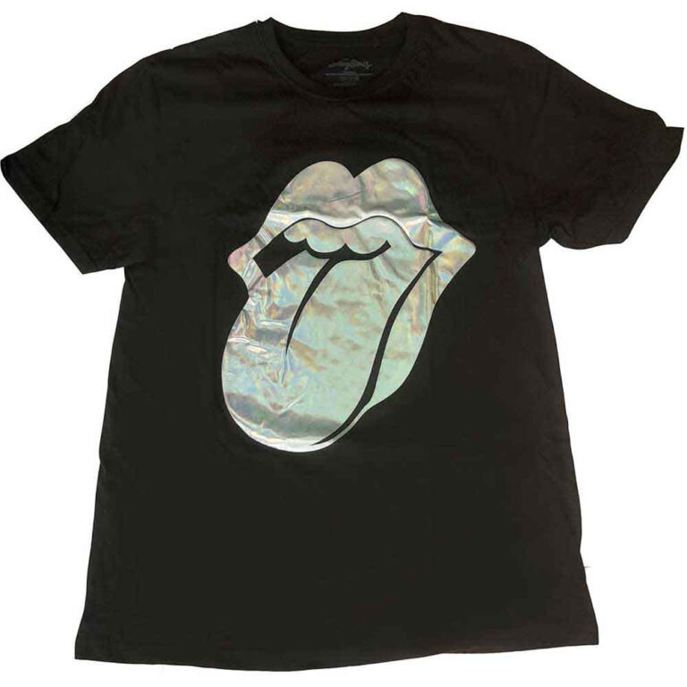 The Rolling Stones Foil Tongue Black Embellished Ladies T-Shirt