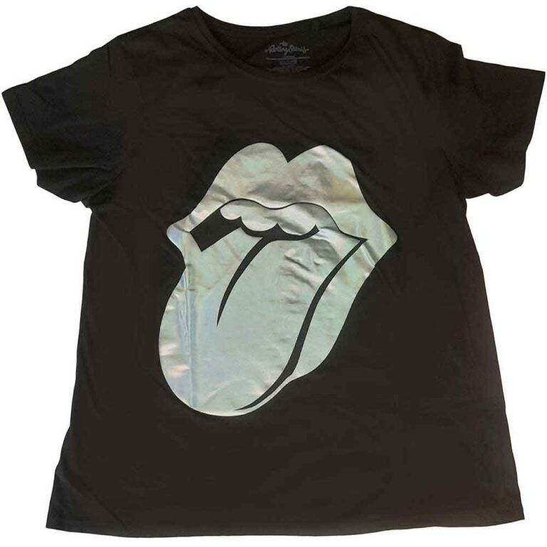 The Rolling Stones Foil Tongue Black Embellished T-Shirt