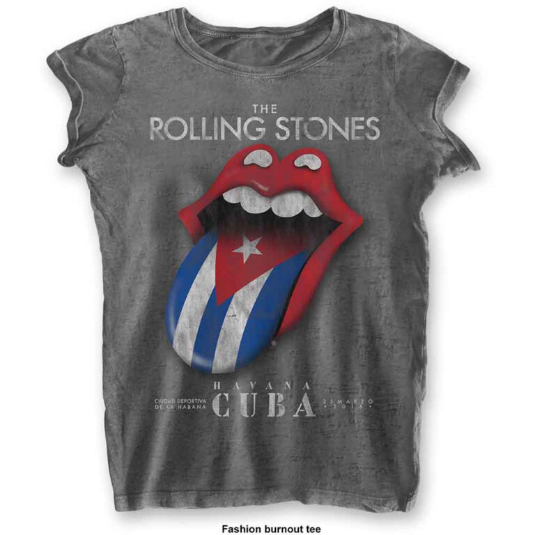 The Rolling Stones Havana Cuba Charcoal Grey Ladies T-Shirt