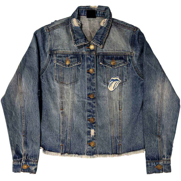 The Rolling Stones Ladies Script Light Denim Blue Back Print Denim Jacket