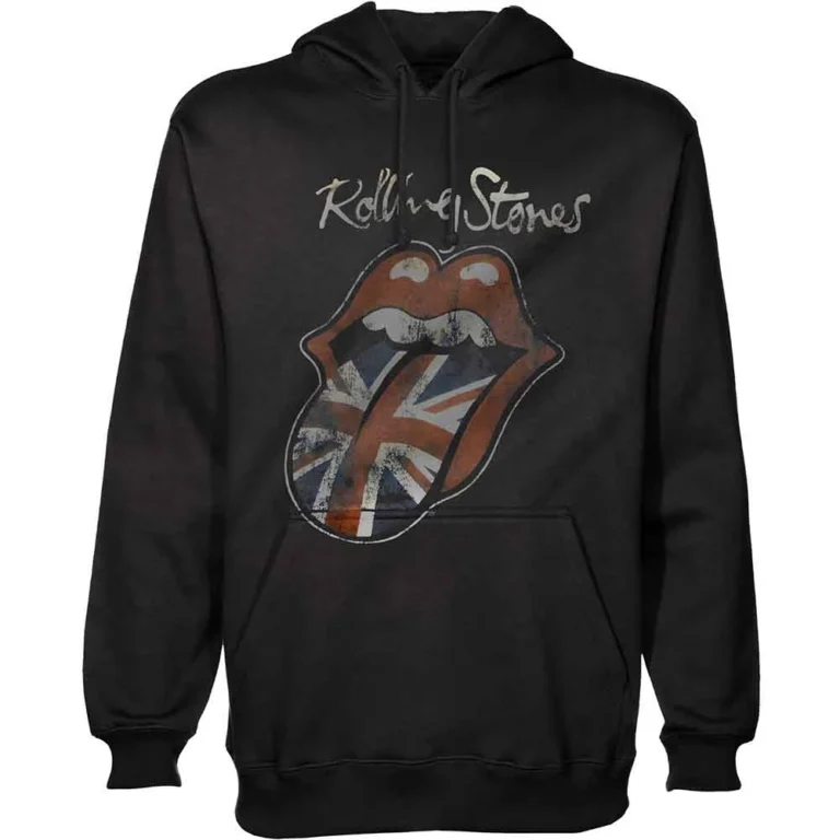 The Rolling Stones Union Jack Tongue Black LOS Pullover Hoodie