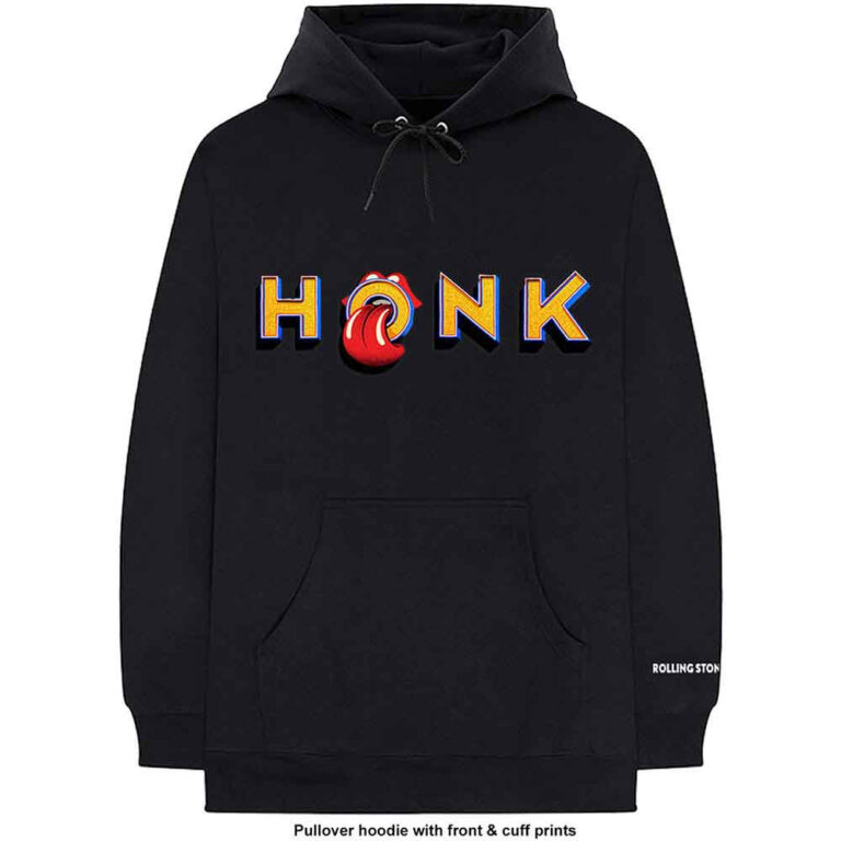 The Rolling Stones Honk Letters Black Sleeve Print Pullover Hoodie