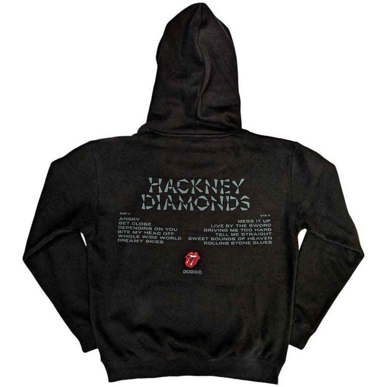 The Rolling Stones Hackney Diamonds Glass Logo Black Back Print Pullover Hoodie