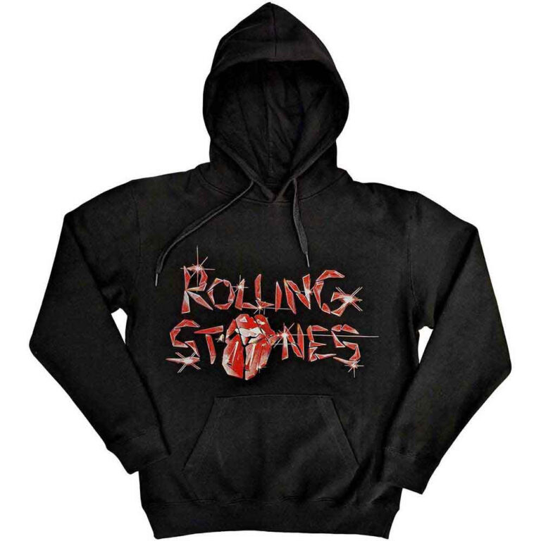 The Rolling Stones Hackney Diamonds Glass Logo Black Back Print Pullover Hoodie