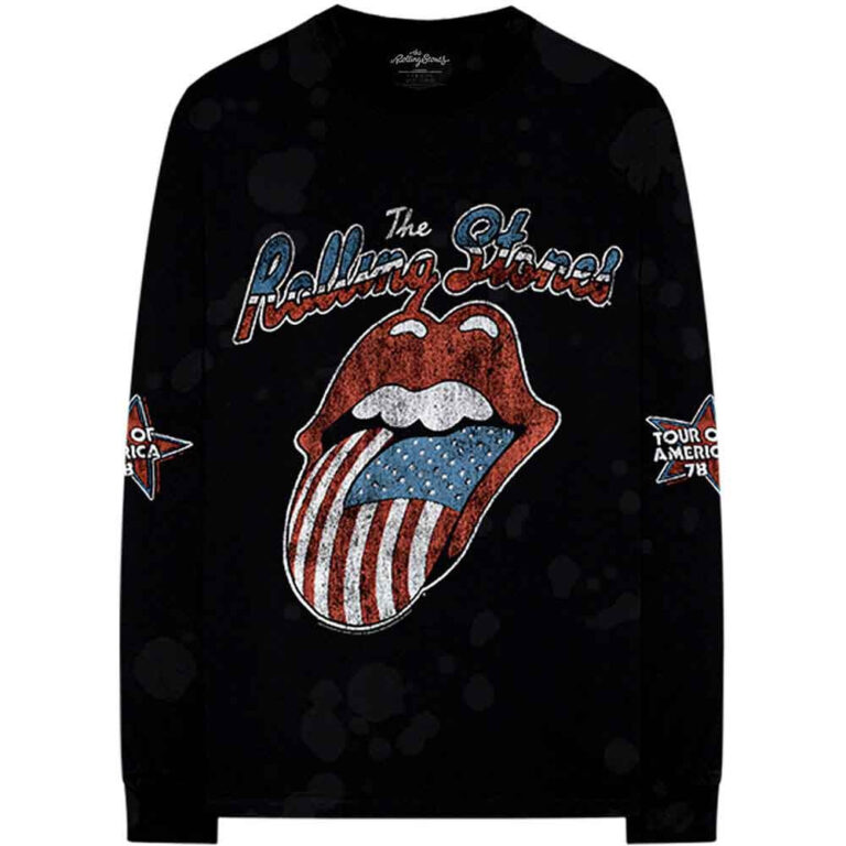 The Rolling Stones US Tour ’78 Black Back & Sleeve Print Long Sleeve T-Shirt
