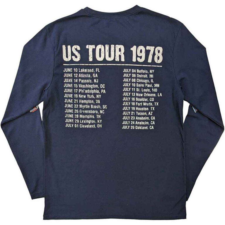 The Rolling Stones US Tour ’78 Navy Blue Back & Sleeve Print Long Sleeve T-Shirt