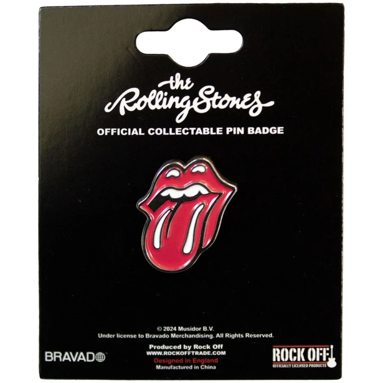 The Rolling Stones Classic Tongue Silver Outline Pin Badge