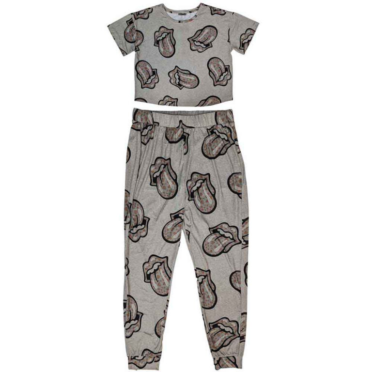 The Rolling Stones Heart Tongue Ladies Pyjamas