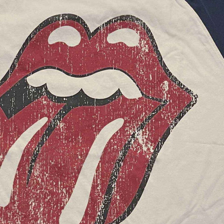 The Rolling Stones Lick Natural & Navy Blue Raglan T-Shirt