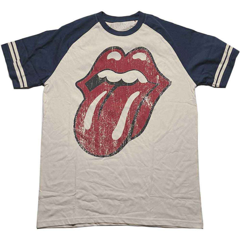 The Rolling Stones Lick Natural & Navy Blue Raglan T-Shirt